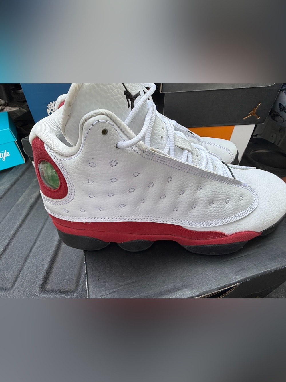 Jordan Kids White, Red & Black Retro Basketball Sneakers